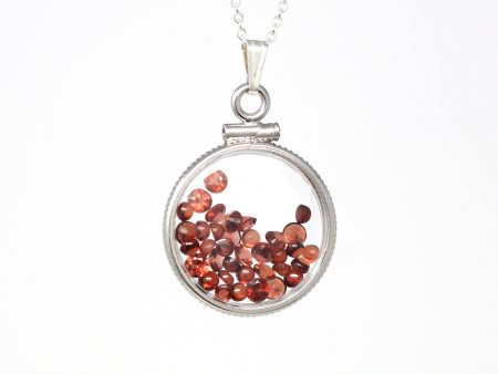 Garnet Shaker Locket - Handcrafted Sterling Silver Genuine Gems Clear Pendant - New 2.5 CTW Red Round Gemstones January Birthstone Jewelry For Discount