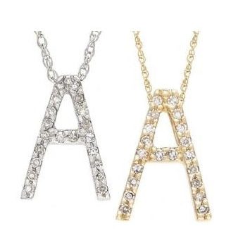 14k Diamond Initial Pendants. Available in White or Yellow Gold on Sale