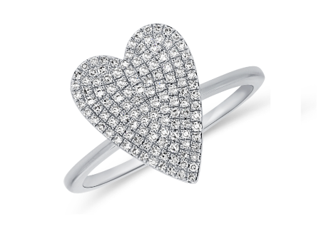 14k Gold 0.31Ct Diamond Heart Ring, available in White, Rose and Yellow Gold For Discount