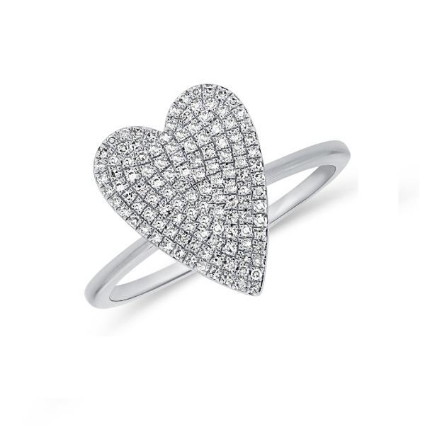 14k Gold 0.31Ct Diamond Heart Ring, available in White, Rose and Yellow Gold For Discount