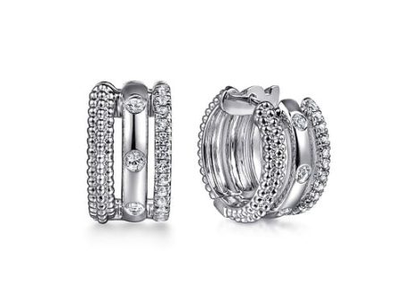 Sterling Silver Bujukan and 0.56Ct White Sapphire Huggie Earrings Online