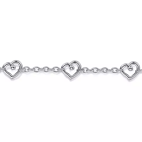 Gabriel Sterling Silver Heart Station Bracelet 7 Inch Online Hot Sale