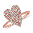 14k Gold 0.31Ct Diamond Heart Ring, available in White, Rose and Yellow Gold For Discount