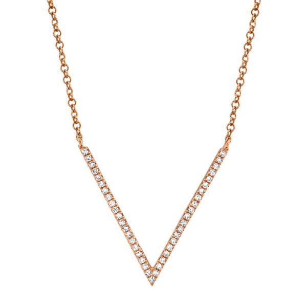 14K Gold 0.12Ct Diamond V Necklace, Available in White, Rose and Yellow Gold Fashion