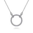 Gabriel Sterling Silver Bujukan 0.06Ct White Sapphire Open Circle Pendant Necklace Hot on Sale