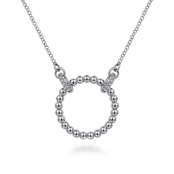 Gabriel Sterling Silver Bujukan 0.06Ct White Sapphire Open Circle Pendant Necklace Hot on Sale