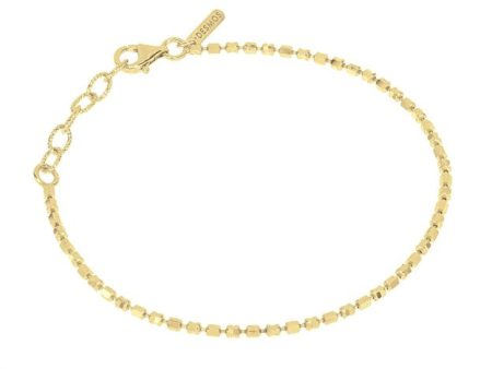 Sterling Silver Gold Plated Beaded Bracelet 7.25 Inch Long Online now