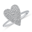 14k Gold 0.31Ct Diamond Heart Ring, available in White, Rose and Yellow Gold For Discount