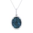 14k Blue Topaz and 0.12 Diamond Pendant, Available in White and Yellow Gold Sale