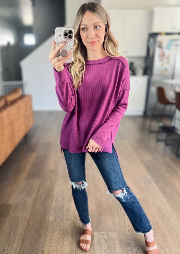 Basic Necessity Ribbed Top in Light Plum Online