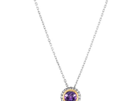 Sterling Silver & 18K Gold Popcorn Amethyst Pendant Fashion