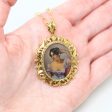 Sale - Miniature Portrait Pendant - Vintage 18k Yellow Gold Hand Painted Brooch Statement Necklace - 1960s Italian Antique Revival Jewelry Online now