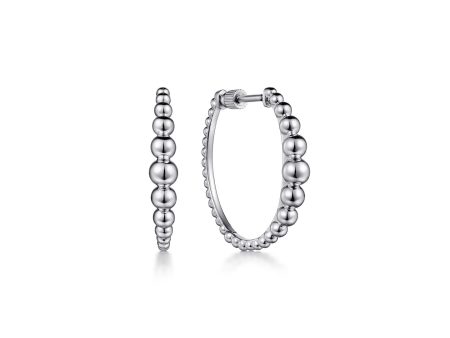 Gabriel Sterling Silver 25MM Beaded Classic Hoop Earrings For Sale