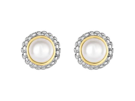 Sterling Silver and 18k Pearl Earring on Sale