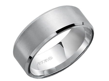 14k White gold 6mm wide Carved Band, size 10 on Sale