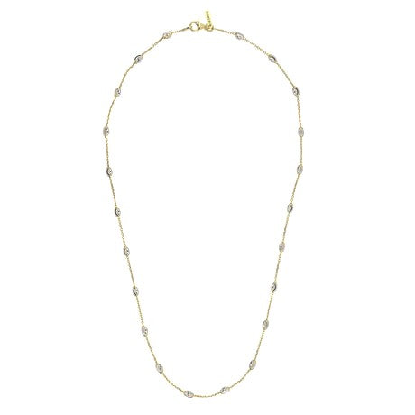 Sterling Silver Rhodium Plated and Gold Plated Beaded Necklace 18 Inch Long Hot on Sale