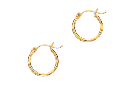 14K Yellow Gold 2x15mm Tube Hoop Earring Cheap