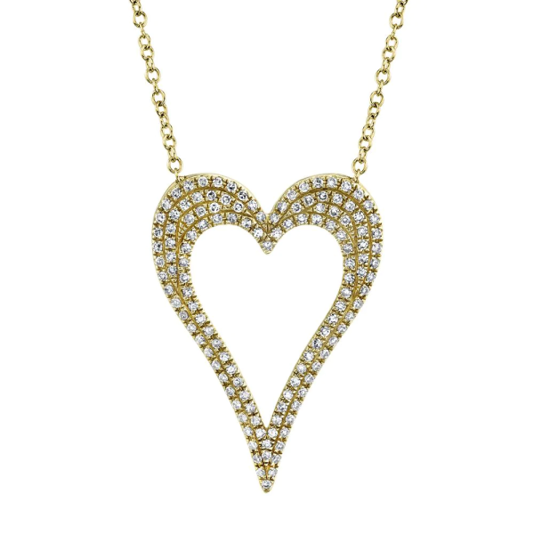 14k Gold 0.31Ct Diamond Heart Necklace, Available in White, Rose and Yellow Gold For Cheap