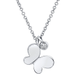 14k Gold 0.02Ct Diamond Butterfly Charm Necklace, Available in White, Rose and Yellow Gold For Discount