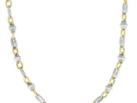 Sterling Silver & 18K Gold Victorian Link Necklace 18 Inch Long Online now