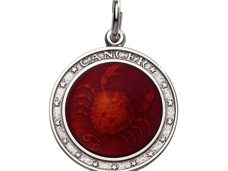 Sterling Silver Enamel Cancer medal with Rim 1  (24mm-quarter size) Sale