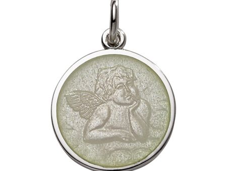 Sterling Silver Enamel Cherub Round Medal Hot on Sale