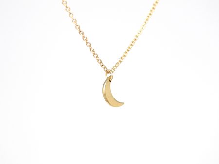 Crescent Moon Necklace - Modern Handcrafted Designer 14k Yellow Gold Pendant - Celestial Dainty Fine Jewelry Online Sale