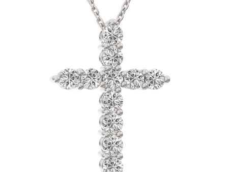 14k White Gold 2.03Ct Diamond Cross Pendant Sale