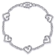 Gabriel Sterling Silver Heart Station Bracelet 7 Inch Online Hot Sale