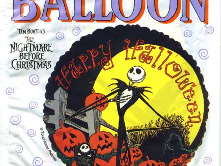 1993 Nightmare Before Christmas Happy Halloween Jack Skellington Mylar Balloon on Sale