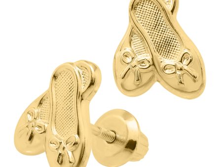 14k Yellow Gold Ballet Slipper Earring For Cheap