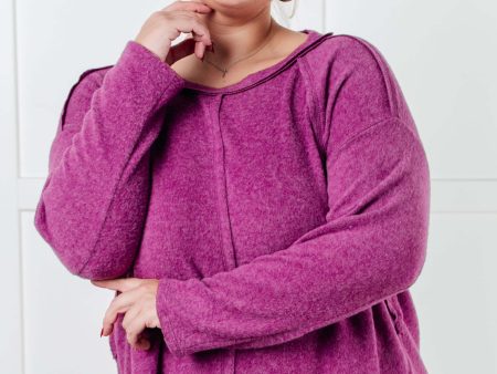 Cozy Day Brushed Hacci Sweater in Light Plum Online now