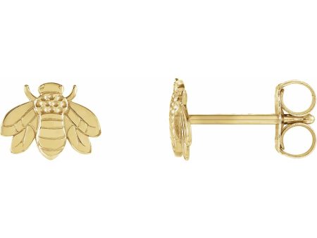 14k Yellow Gold 5.5*7.0 MM Bumblebee Stud Earring Hot on Sale