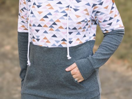 Hailey Pullover Hoodie - Geometric and Charcoal For Discount