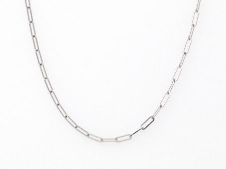 14k White Gold Paperclip Chain - Art Deco Style 18 Inch High Polished Dainty Link Fine Jewelry - 1.5 mm Lobster Claw Clasp Necklace Supply Online now