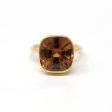 10.07 ct Gold Zircon Ring - 18k Yellow Gold Bezel Set Orange Brown Gemstone - Modern Size 6 Cushion Statement Fine Cocktail Jewelry Online Hot Sale