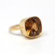 10.07 ct Gold Zircon Ring - 18k Yellow Gold Bezel Set Orange Brown Gemstone - Modern Size 6 Cushion Statement Fine Cocktail Jewelry Online Hot Sale