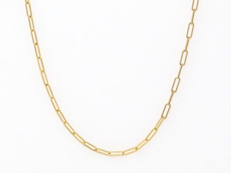 14k Yellow Gold Paperclip Chain - Art Deco Style 18 Inch High Polished Dainty Link Fine Jewelry - 1.5 mm Lobster Claw Clasp Necklace Supply Hot on Sale