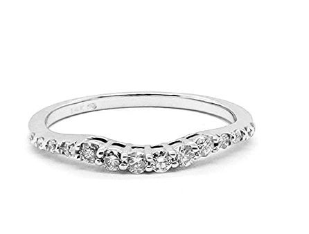 14k  White Gold 0.23 Ct Curved Diamond Band. Hot on Sale