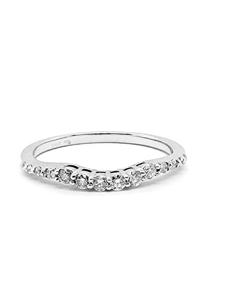 14k  White Gold 0.23 Ct Curved Diamond Band. Hot on Sale