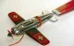 Occupied Japan Tin Flagged Airplanes and Bamboo Flying Stick on Sale