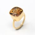 10.07 ct Gold Zircon Ring - 18k Yellow Gold Bezel Set Orange Brown Gemstone - Modern Size 6 Cushion Statement Fine Cocktail Jewelry Online Hot Sale