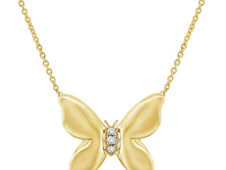 14k Gold 0.02Ct Diamond Butterfly Necklace, available in White, Rose and Yellow Gold Online Sale