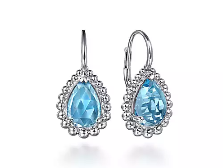 Gabriel Sterling Silver Swiss Blue Topaz Bujukan Stud Earring Discount