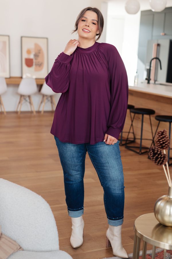 Closing Time Mock Neck Blouse Discount