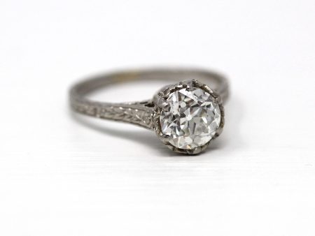 1.22 Carat Old European Diamond Ring - Vintage Platinum GIA Report Solitaire Engagement - Size 5 1 4 Filigree Art Deco 1920s Fine Jewelry Online