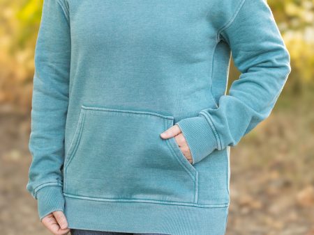 Vintage Wash Pocket Pullover - Teal Supply