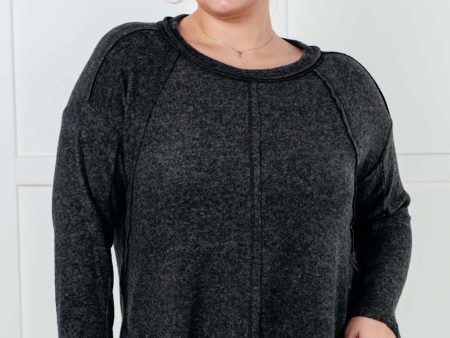 Cozy Day Brushed Hacci Sweater in Black Fashion