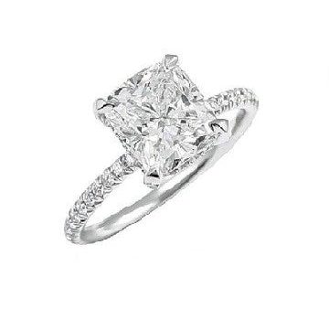 14k White Gold 2.12Ct, F, VS2 IGI Cushion Shape , 0.42Ct Diamonds with Hidden Halo, All Lab Grown Diamonds Engagement Ring Online