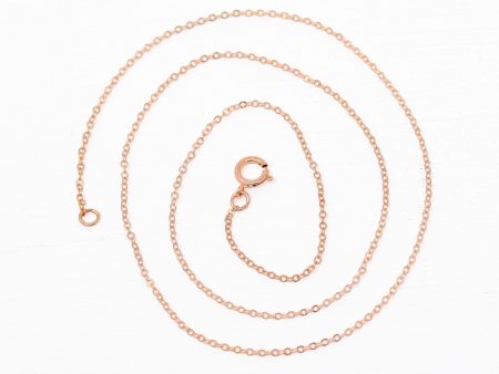 14k Rose Gold Filled Chain - 16 Inch 14 20 GF Necklace - 1.2 mm Flat Dainty Cable Chain Spring Ring Clasp - Pink GF 16  New Jewelry Supply Fashion